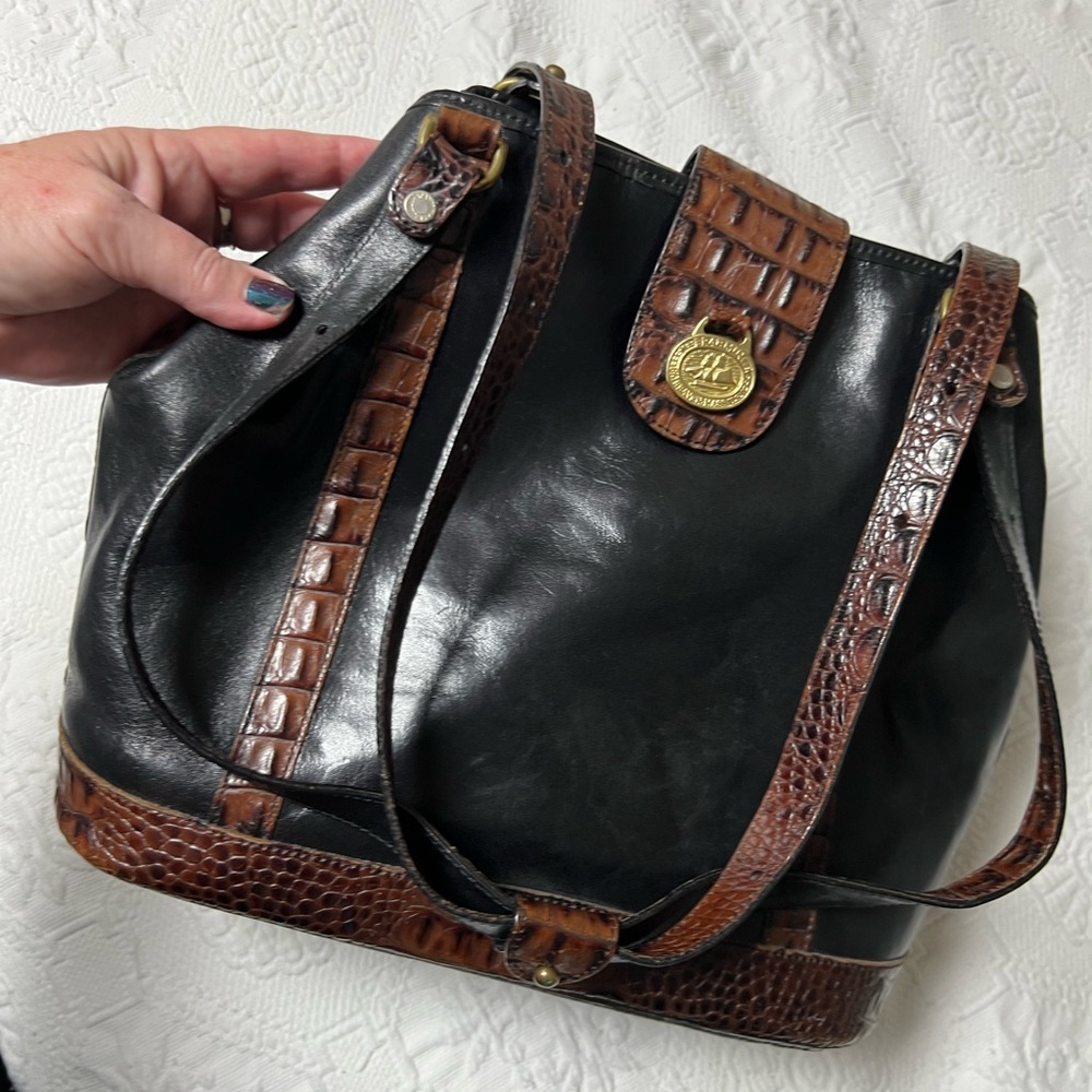 Brahmin Black and Brown Shoulder Bag